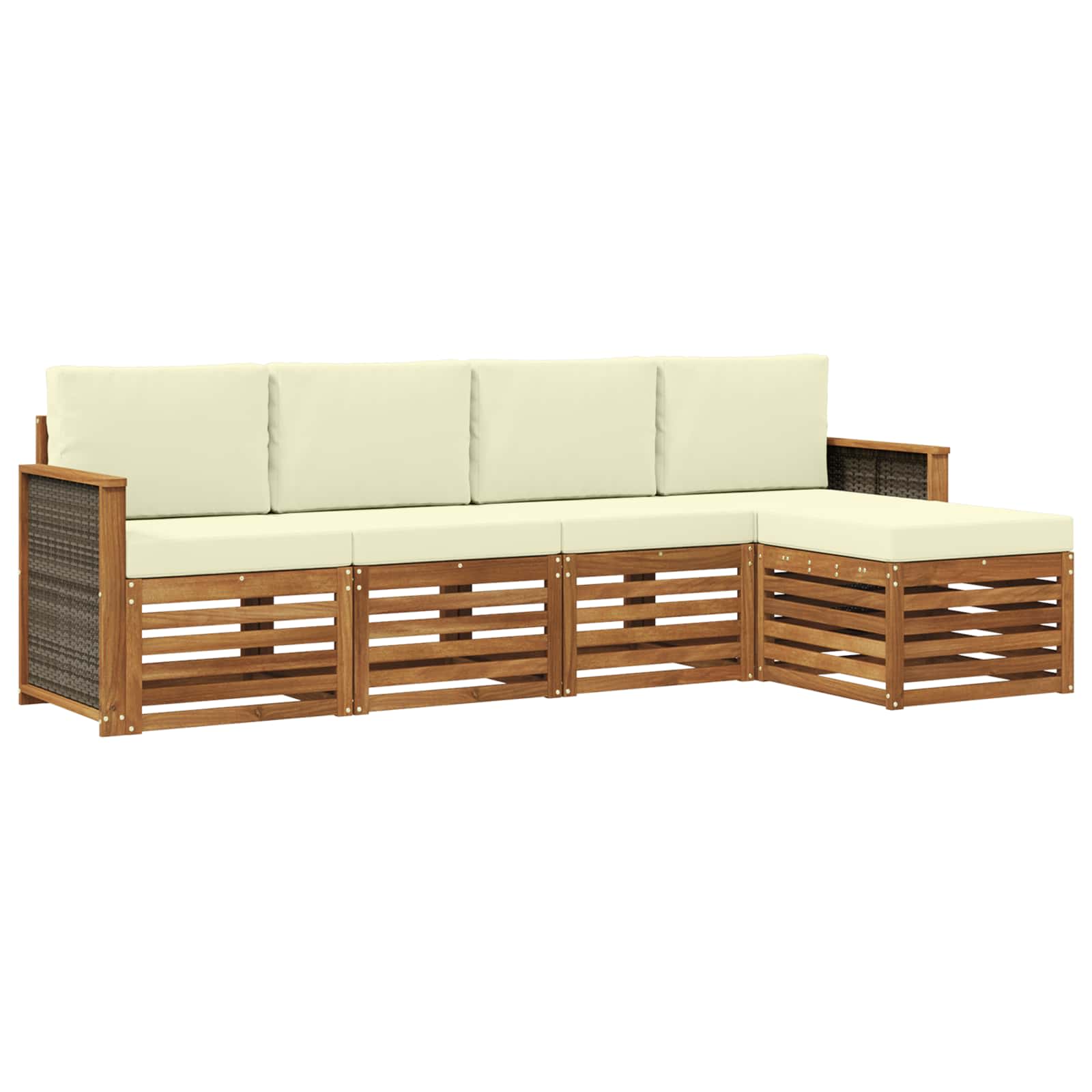 Outdoor-Sofagarnitur mit Kissen 5 pcs Natur und Creme