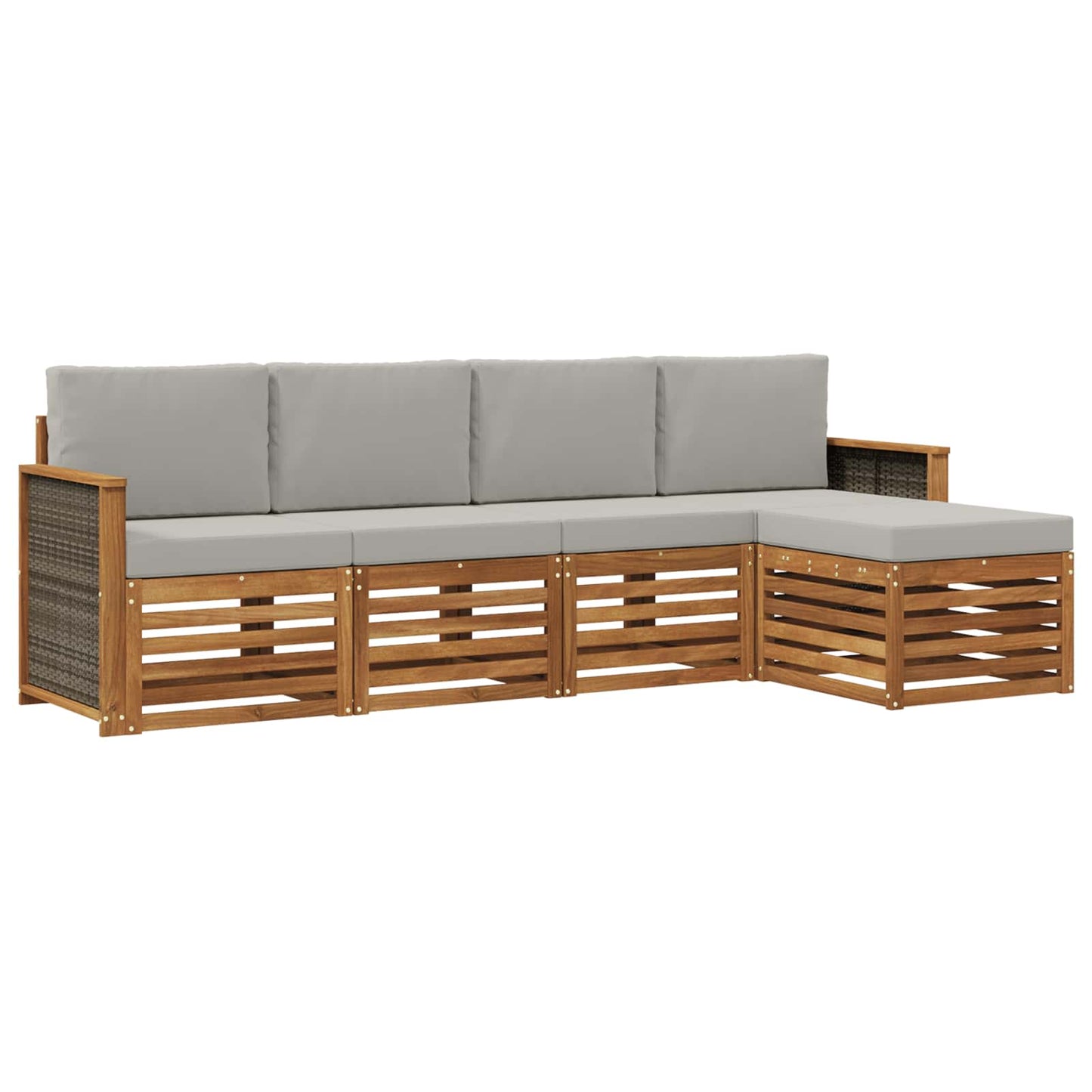 Outdoor-Sofagarnitur mit Kissen 5 pcs Natürlich und Hellgrau