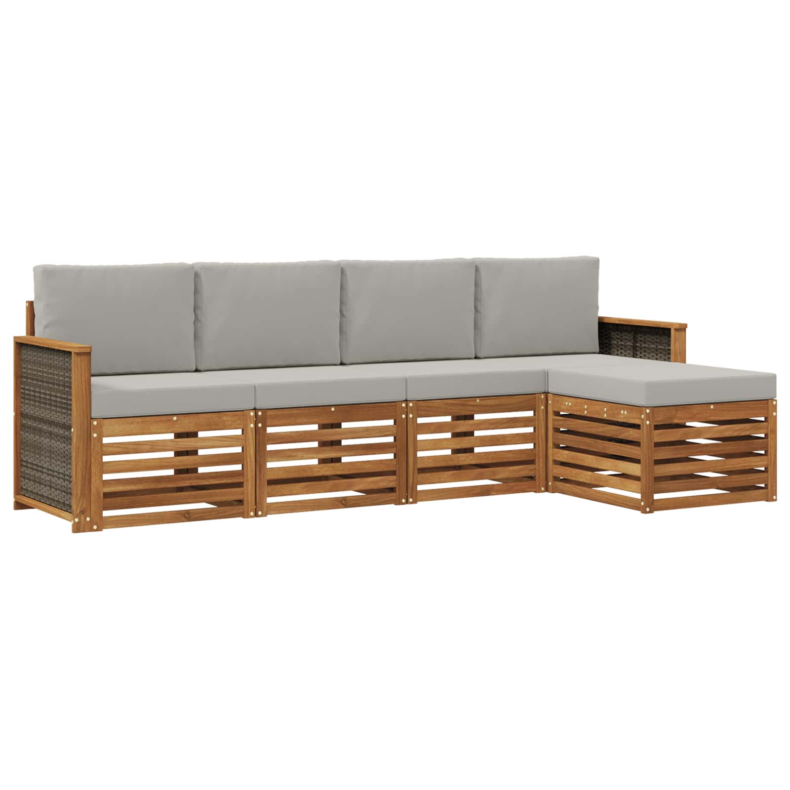 Outdoor-Sofagarnitur mit Kissen 5 pcs Natürlich und Hellgrau