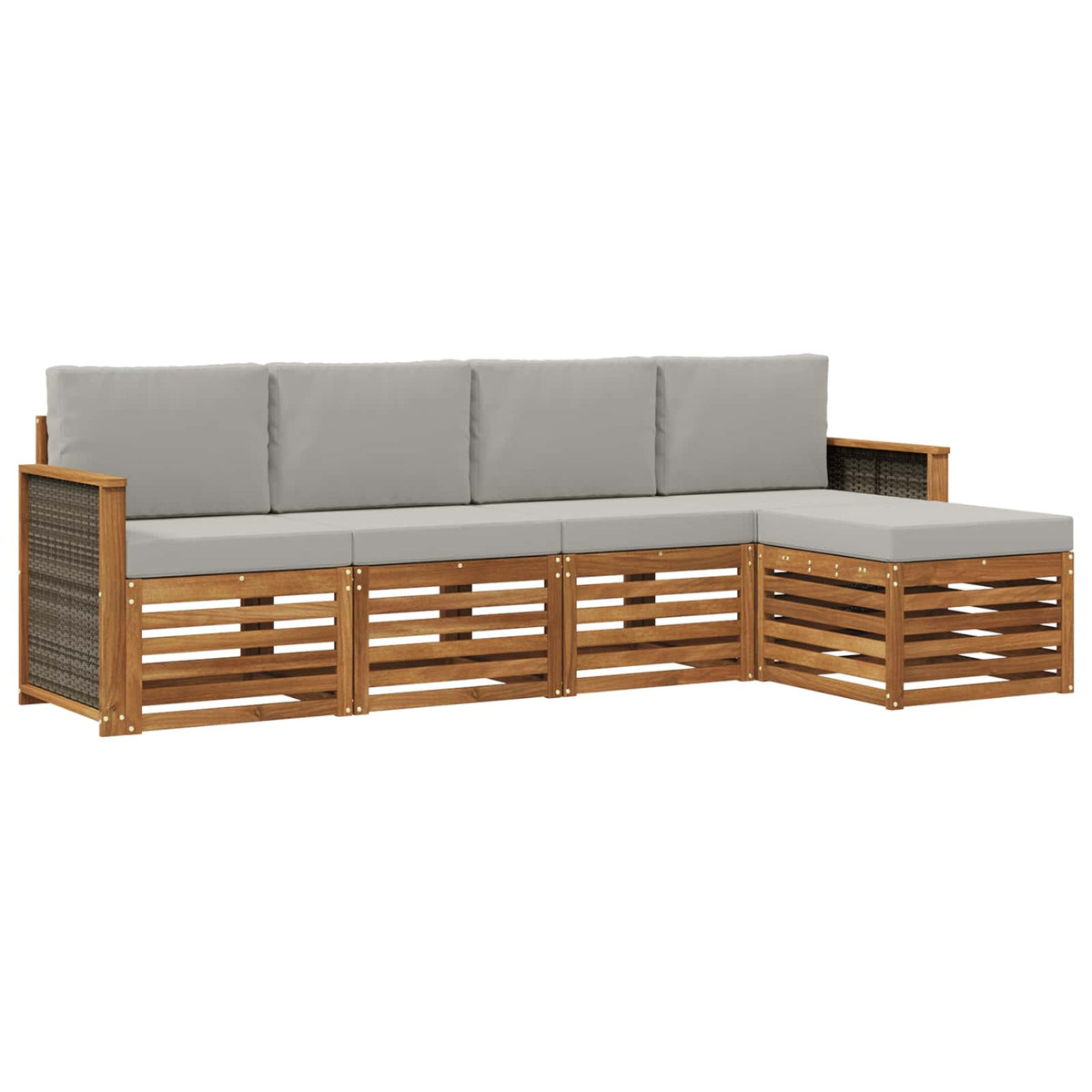 Outdoor-Sofagarnitur 5 stk. Natur und Hellgrau