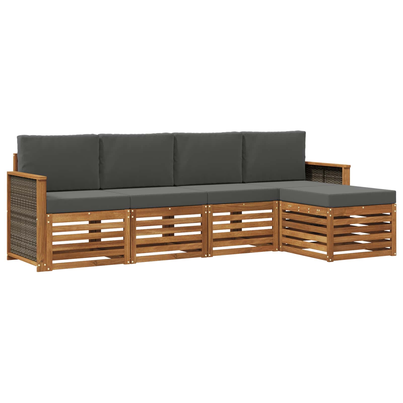 Outdoor-Sofagarnitur mit Kissen 5 pcs Natur und Anthrazit