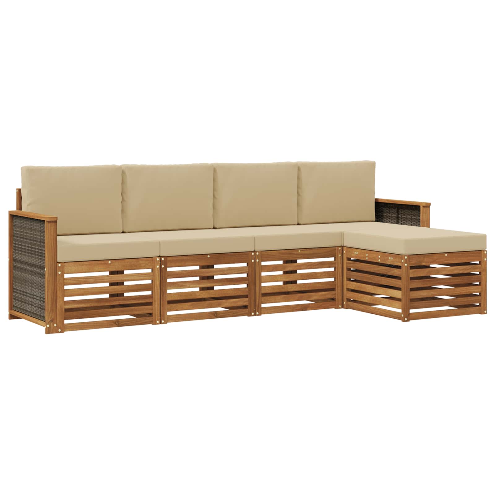Outdoor-Sofagarnitur 5 stk. Natur und Beige