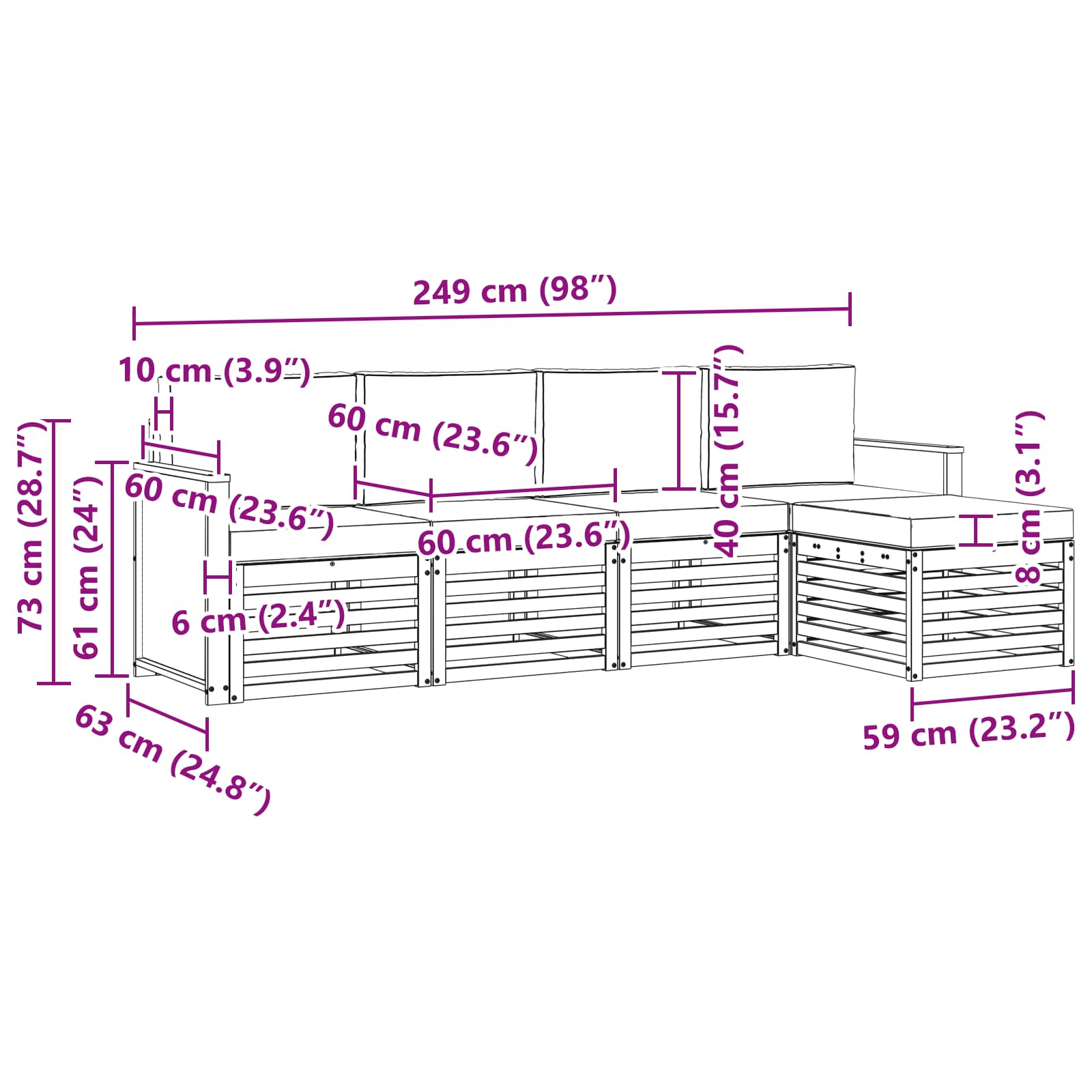Outdoor-Sofagarnitur 5 stk. Natur und Beige