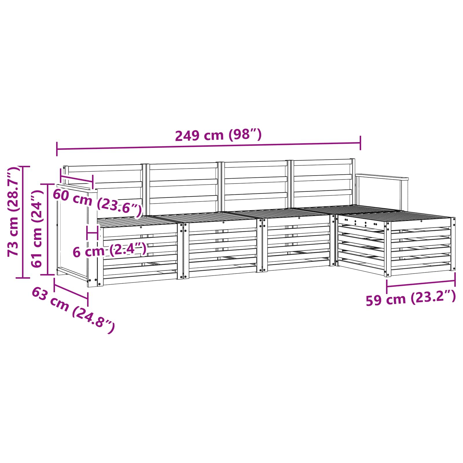 Outdoor-Sofagarnitur 5 stk. Natur