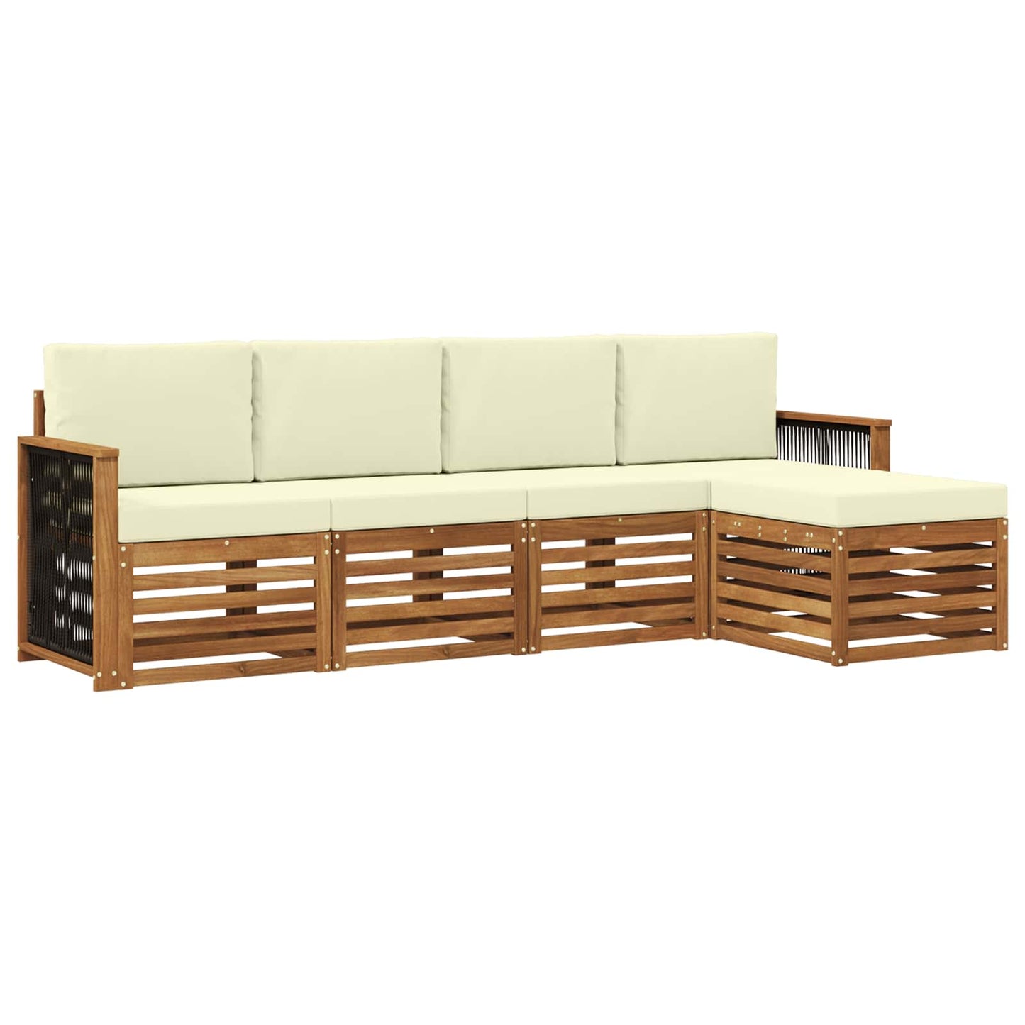 Outdoor-Sofagarnitur mit Kissen 5 pcs Natur und Creme