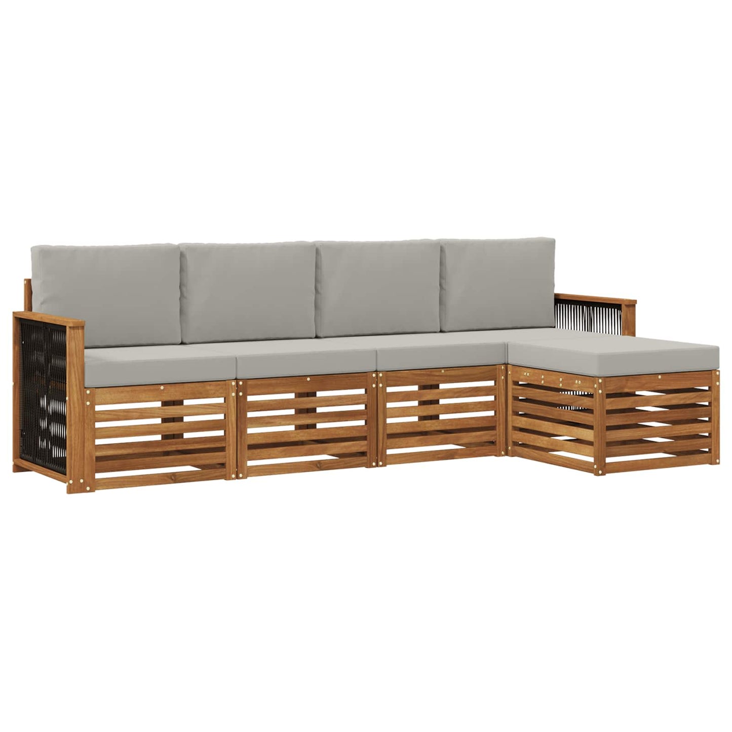 Outdoor-Sofagarnitur mit Kissen 5 pcs Natürlich und Hellgrau