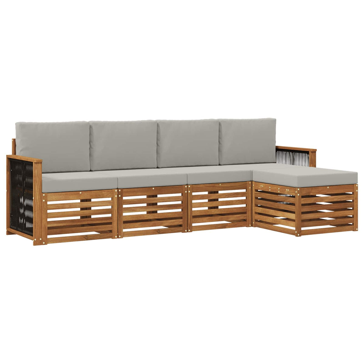 Outdoor-Sofagarnitur 5 stk. Natur und Hellgrau