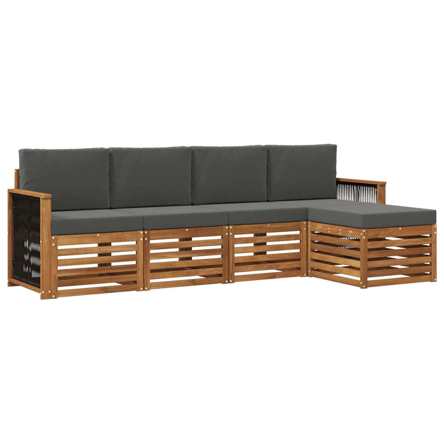 Outdoor-Sofagarnitur mit Kissen 5 pcs Natur und Anthrazit