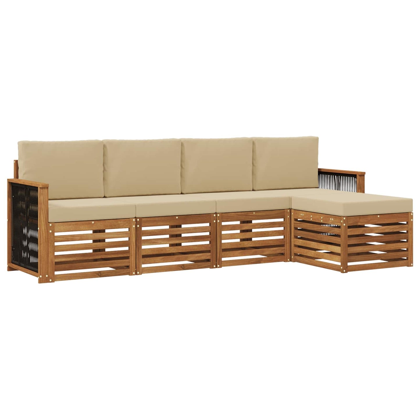 Outdoor-Sofagarnitur mit Kissen 5 pcs Natur und Beige