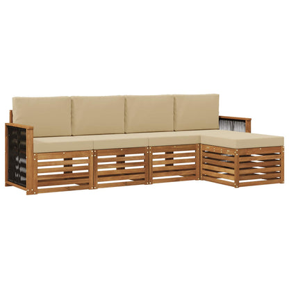 Outdoor-Sofagarnitur 5 stk. Natur und Beige