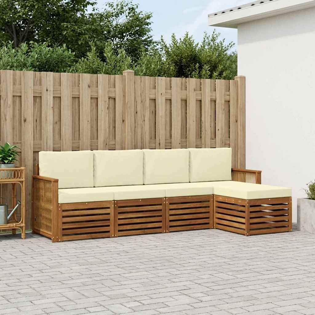 Outdoor-Sofagarnitur mit Kissen 5 pcs Natur und Creme