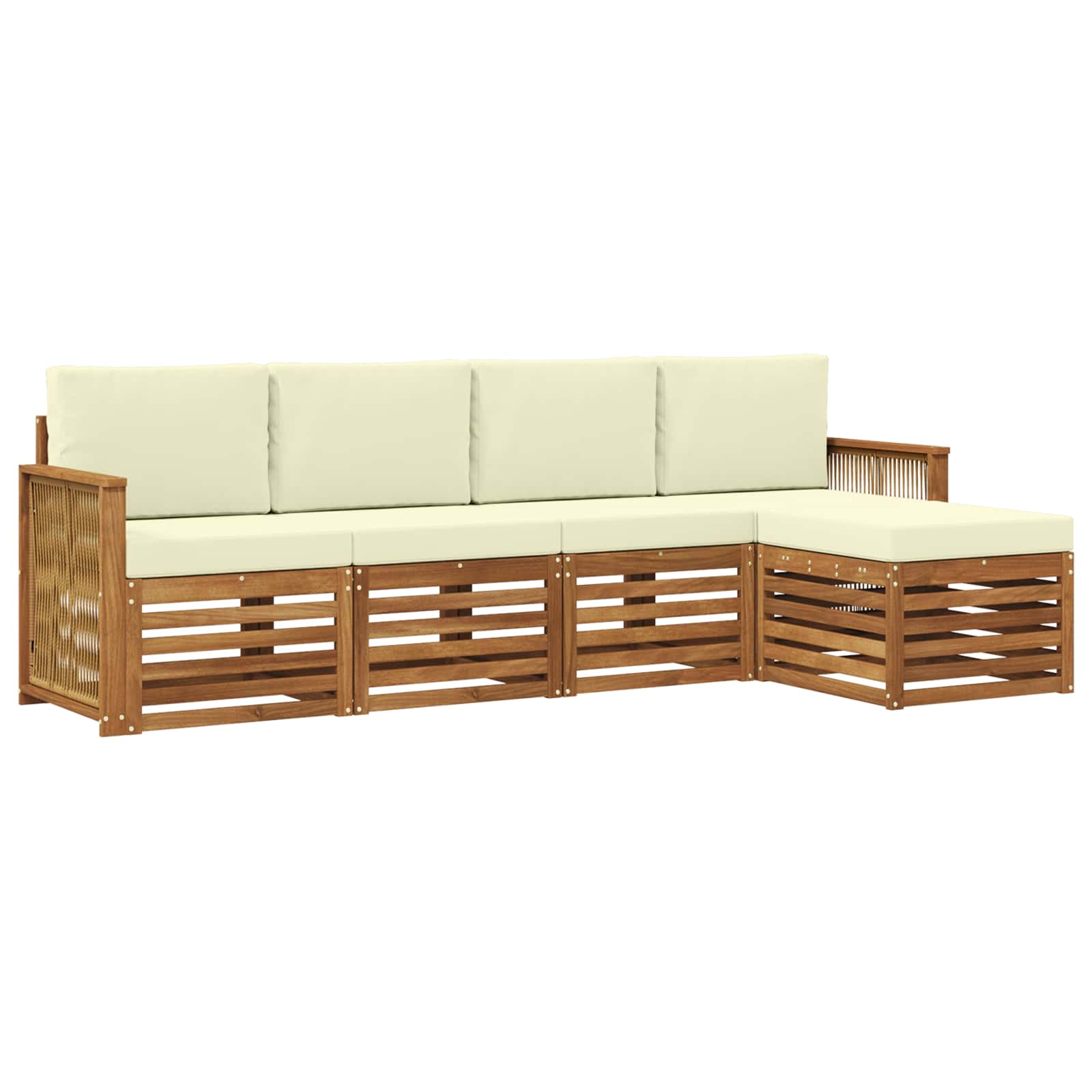 Outdoor-Sofagarnitur mit Kissen 5 pcs Natur und Creme