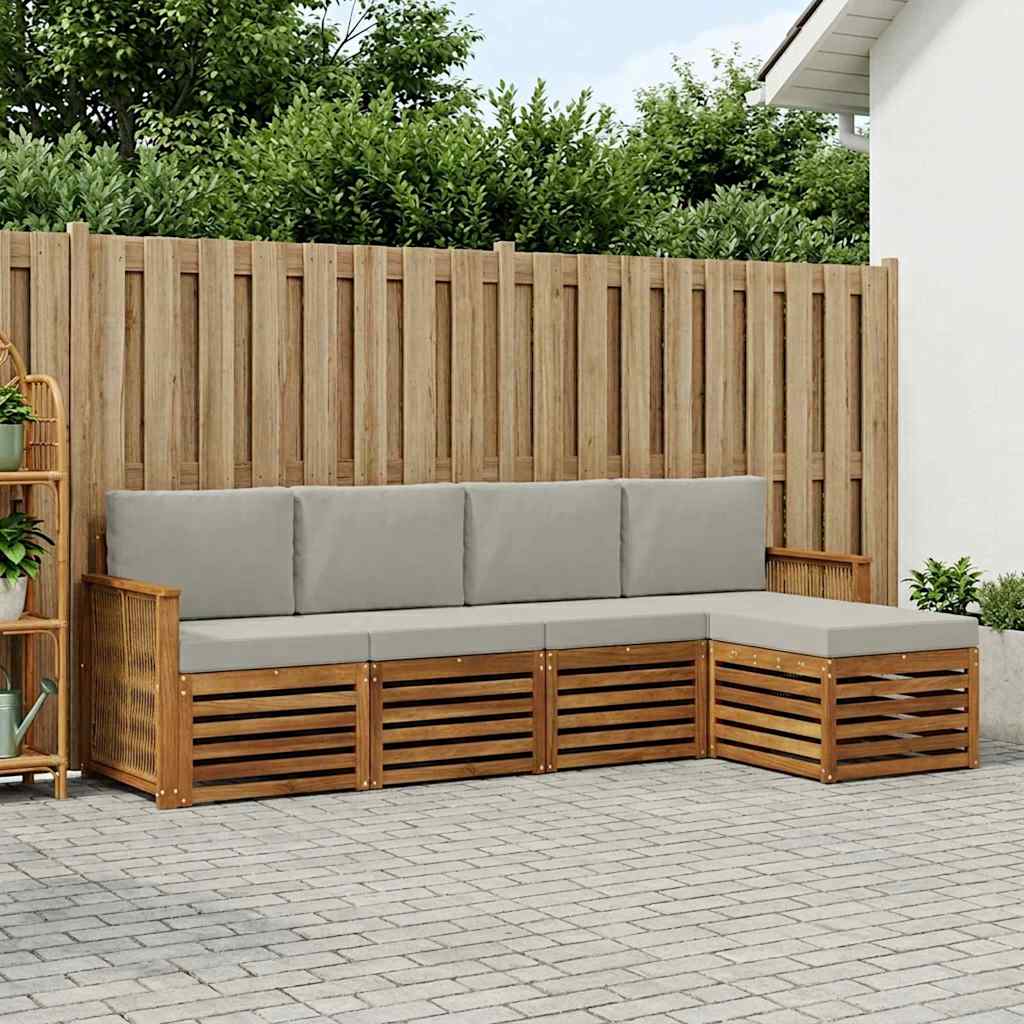 Outdoor-Sofagarnitur 5 stk. Natur und Hellgrau