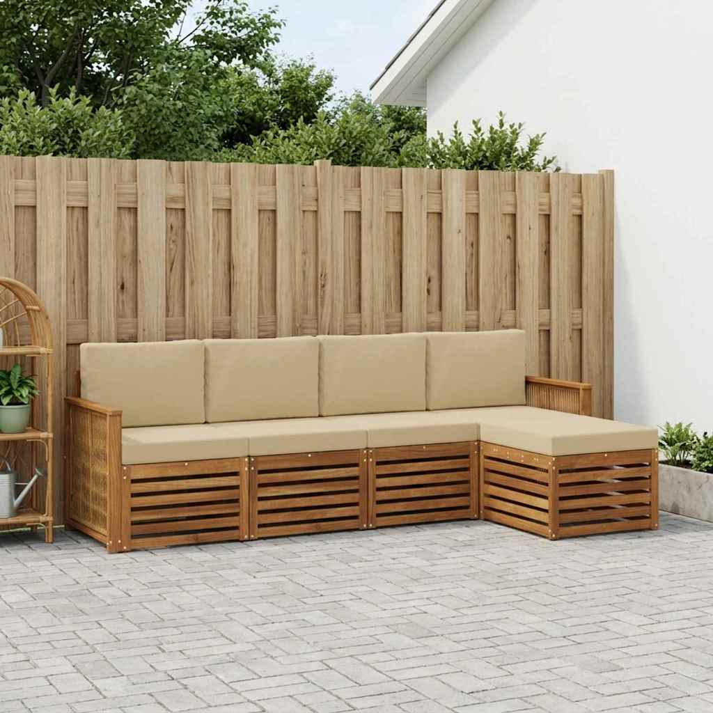 Outdoor-Sofagarnitur 5 stk. Natur und Beige