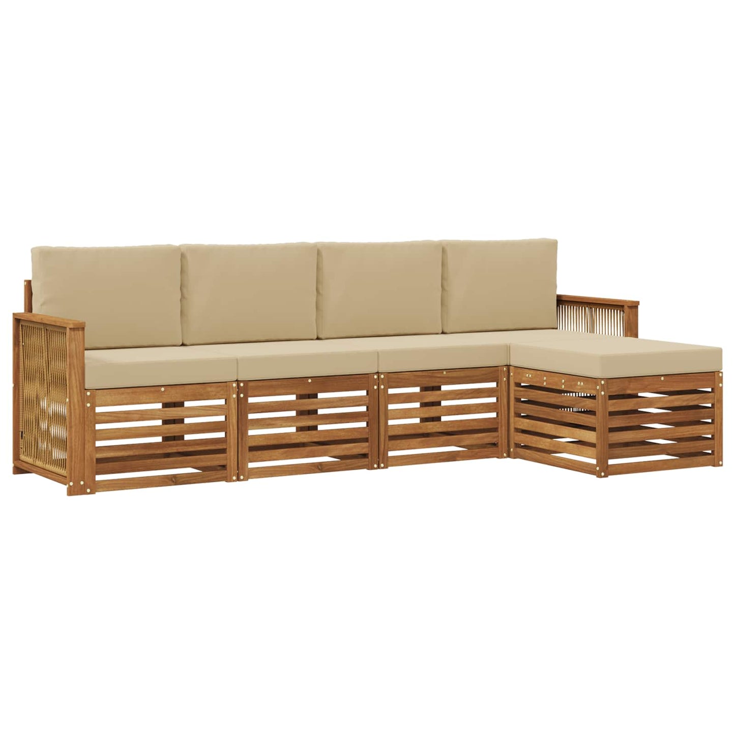 Outdoor-Sofagarnitur 5 stk. Natur und Beige