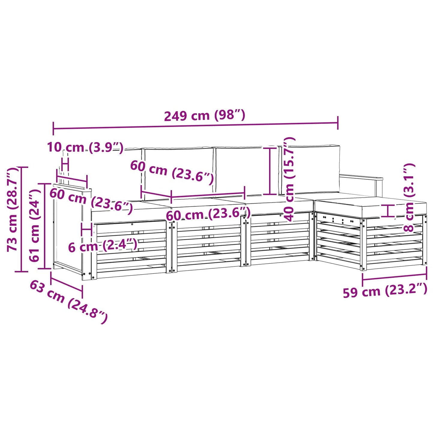 Outdoor-Sofagarnitur 5 stk. Natur und Beige