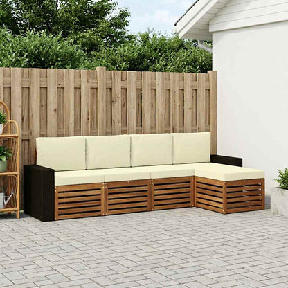 Outdoor-Sofagarnitur 5 stk. Natur und Creme
