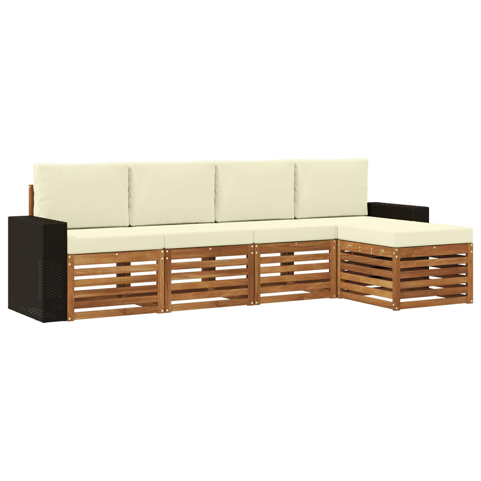 Outdoor-Sofagarnitur mit Kissen 5 pcs Natur und Creme