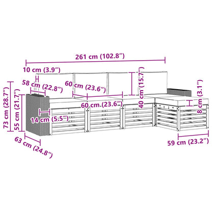 Outdoor-Sofagarnitur 5 stk. Natur und Creme