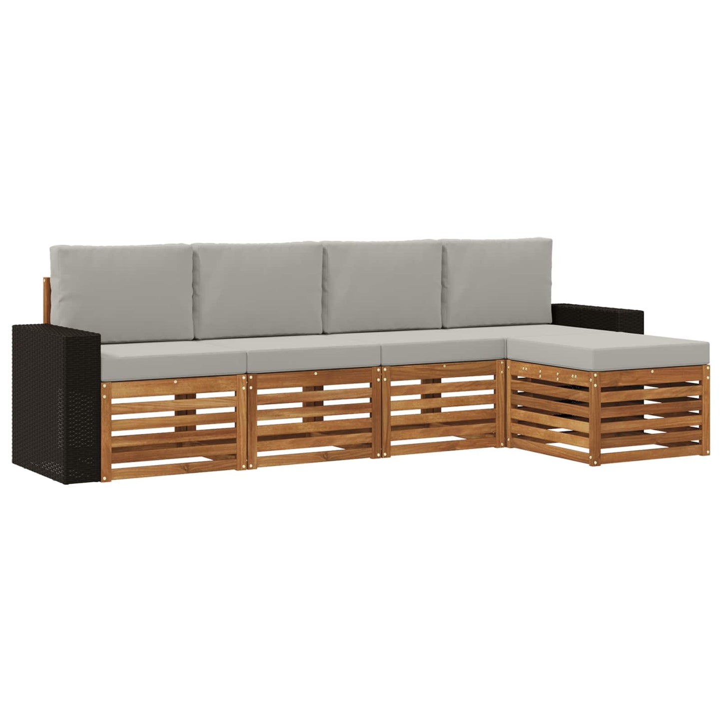 Outdoor-Sofagarnitur mit Kissen 5 pcs Natürlich und Hellgrau