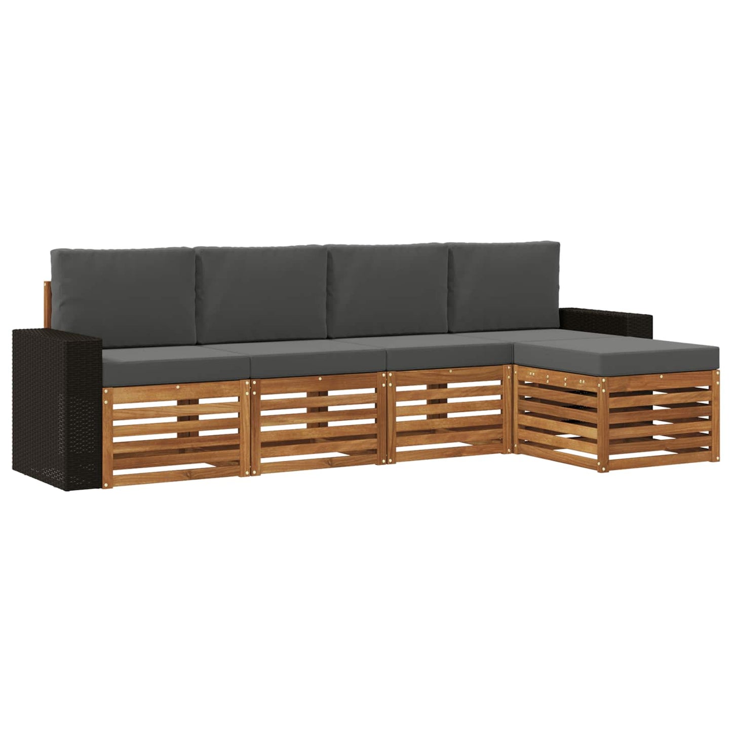 Outdoor-Sofagarnitur mit Kissen 5 pcs Natur und Anthrazit