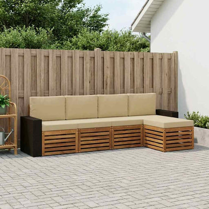 Outdoor-Sofagarnitur 5 stk. Natur und Beige