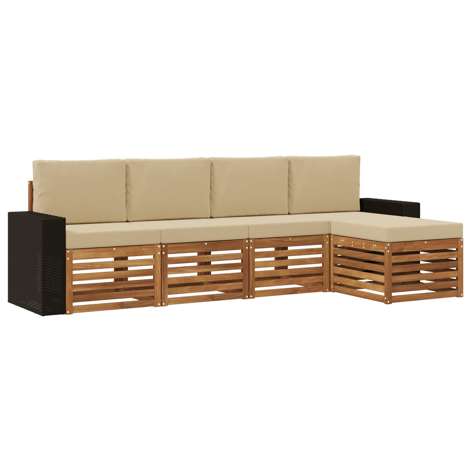 Outdoor-Sofagarnitur mit Kissen 5 pcs Natur und Beige
