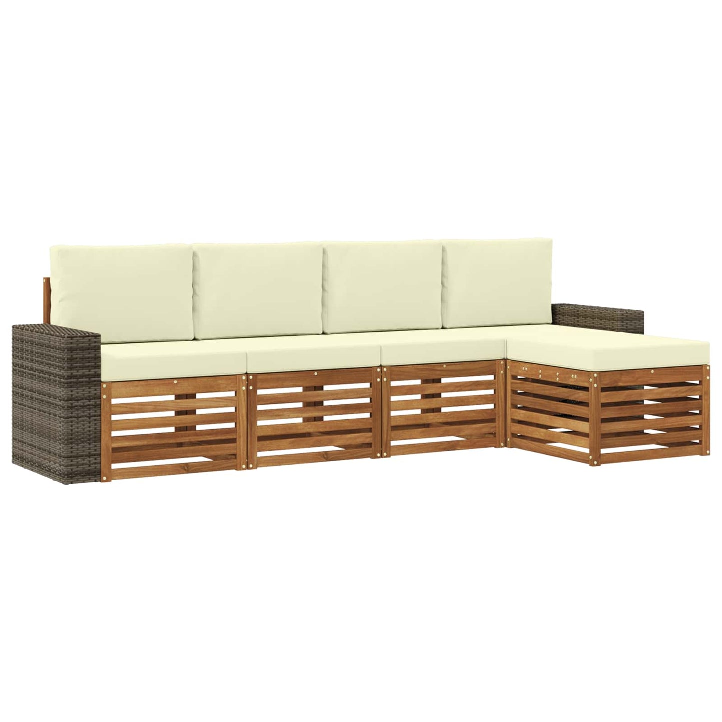 Outdoor-Sofagarnitur mit Kissen 5 pcs Natur und Creme