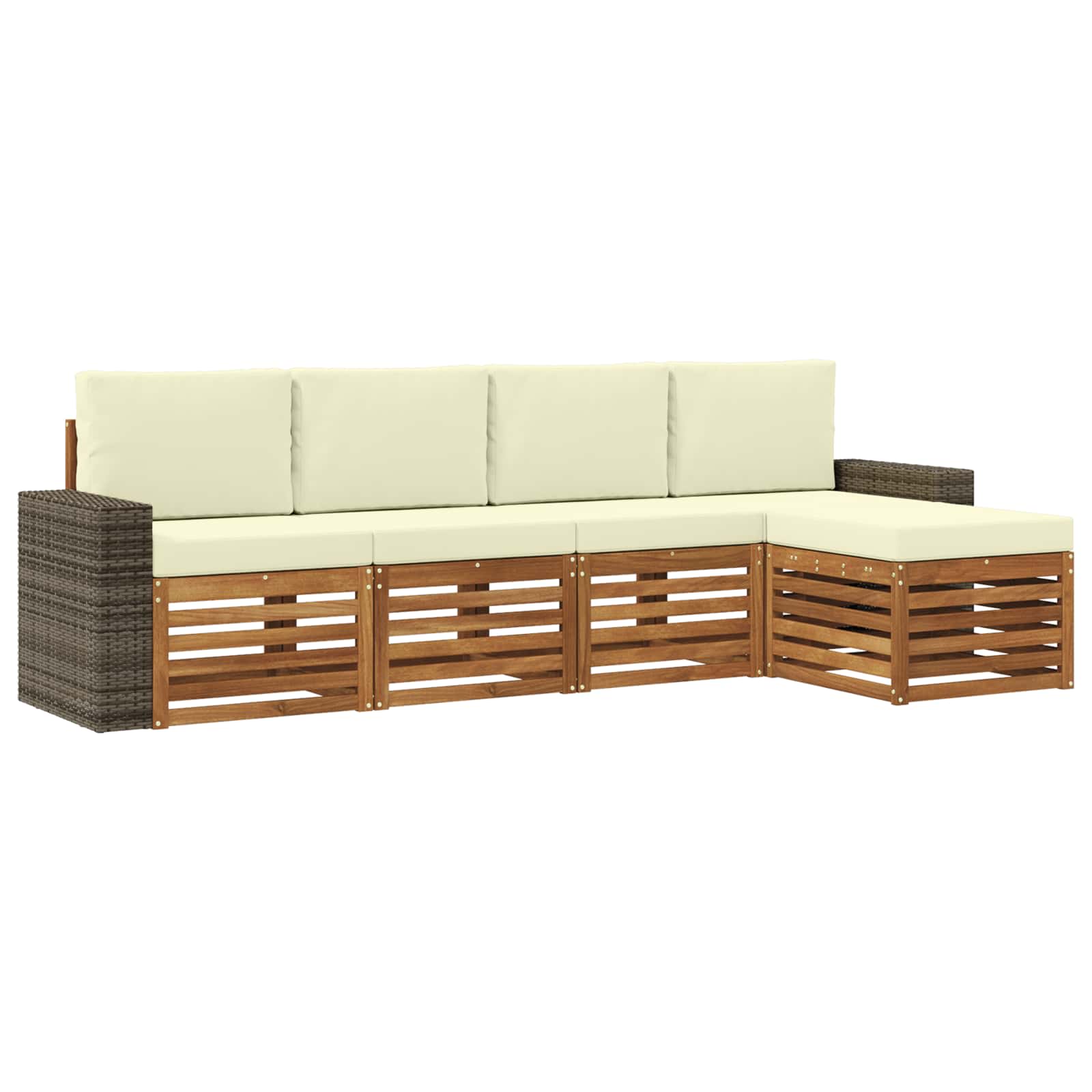 Outdoor-Sofagarnitur mit Kissen 5 pcs Natur und Creme
