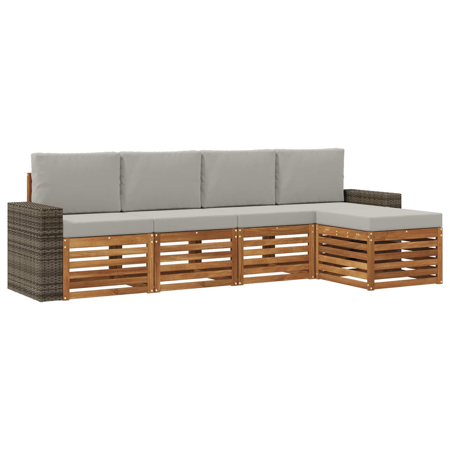 Outdoor-Sofagarnitur mit Kissen 5 pcs Natürlich und Hellgrau