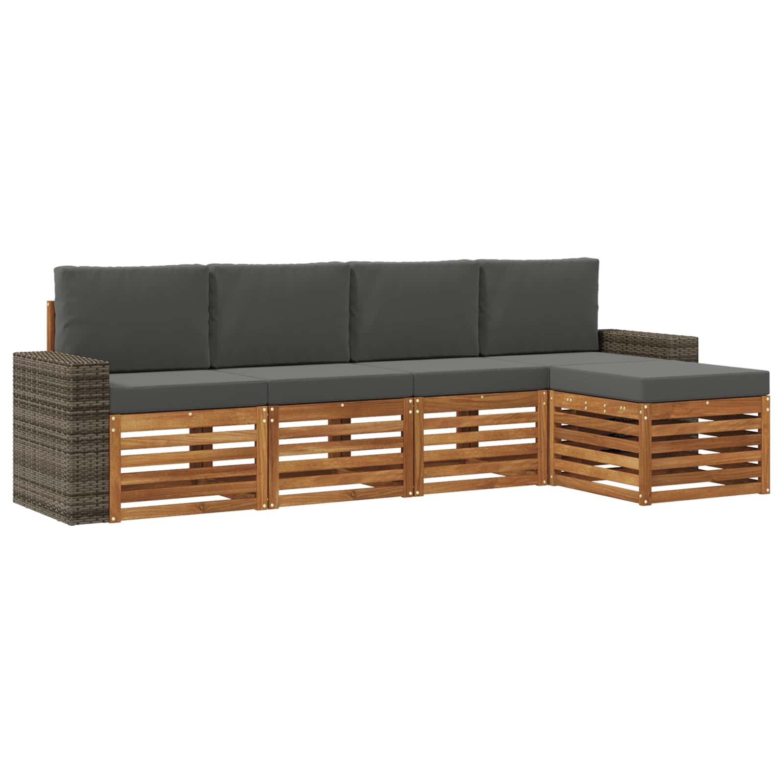 Outdoor-Sofagarnitur mit Kissen 5 pcs Natur und Anthrazit