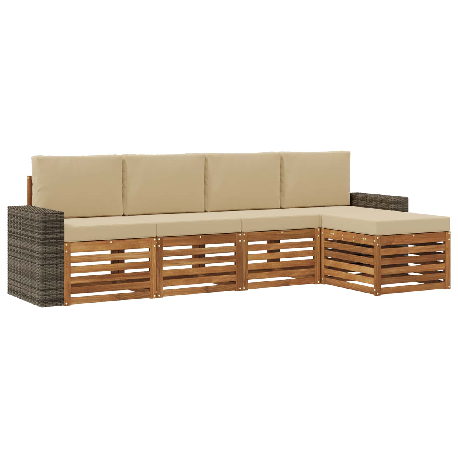 Outdoor-Sofagarnitur mit Kissen 5 pcs Natur und Beige