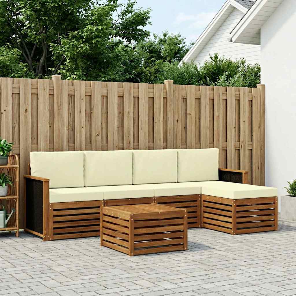 Outdoor-Sofagarnitur mit Kissen 6 pcs Natur und Creme