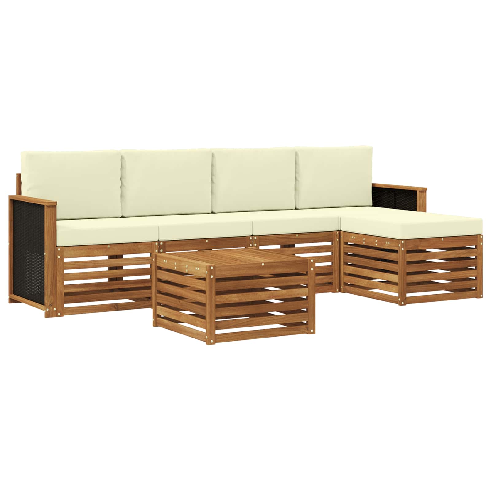 Outdoor-Sofagarnitur mit Kissen 6 pcs Natur und Creme