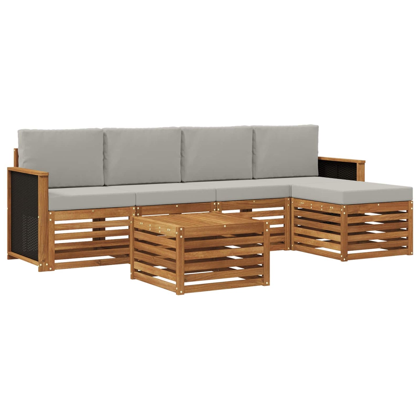 Outdoor-Sofagarnitur mit Kissen 6 pcs Natürlich und Hellgrau