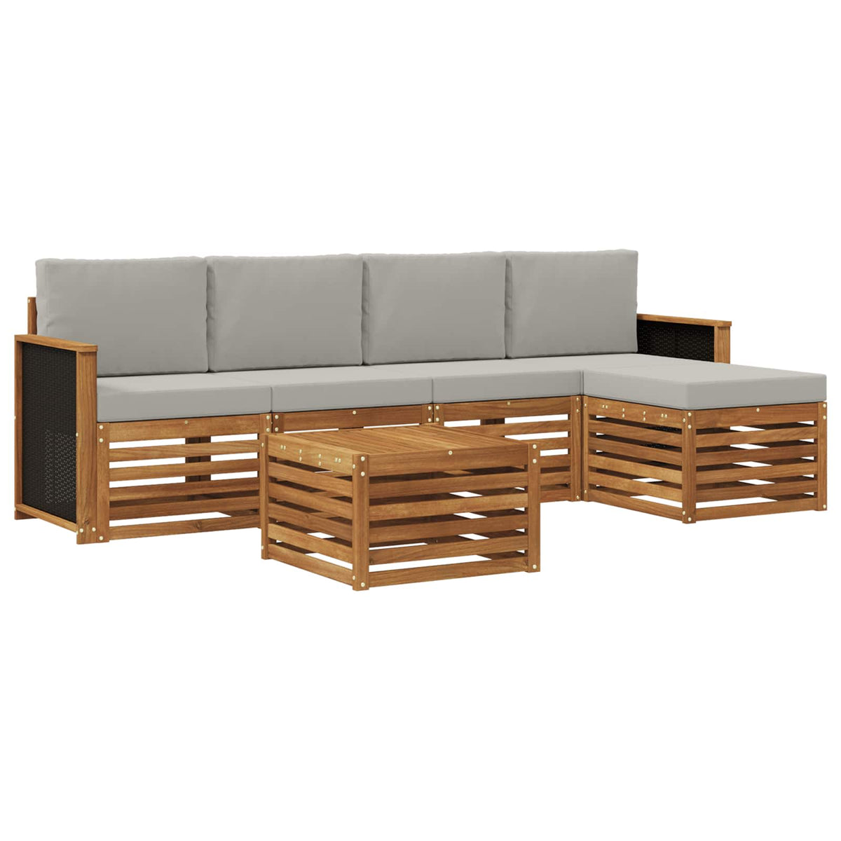 Outdoor-Sofagarnitur 6 stk. Natur und Hellgrau