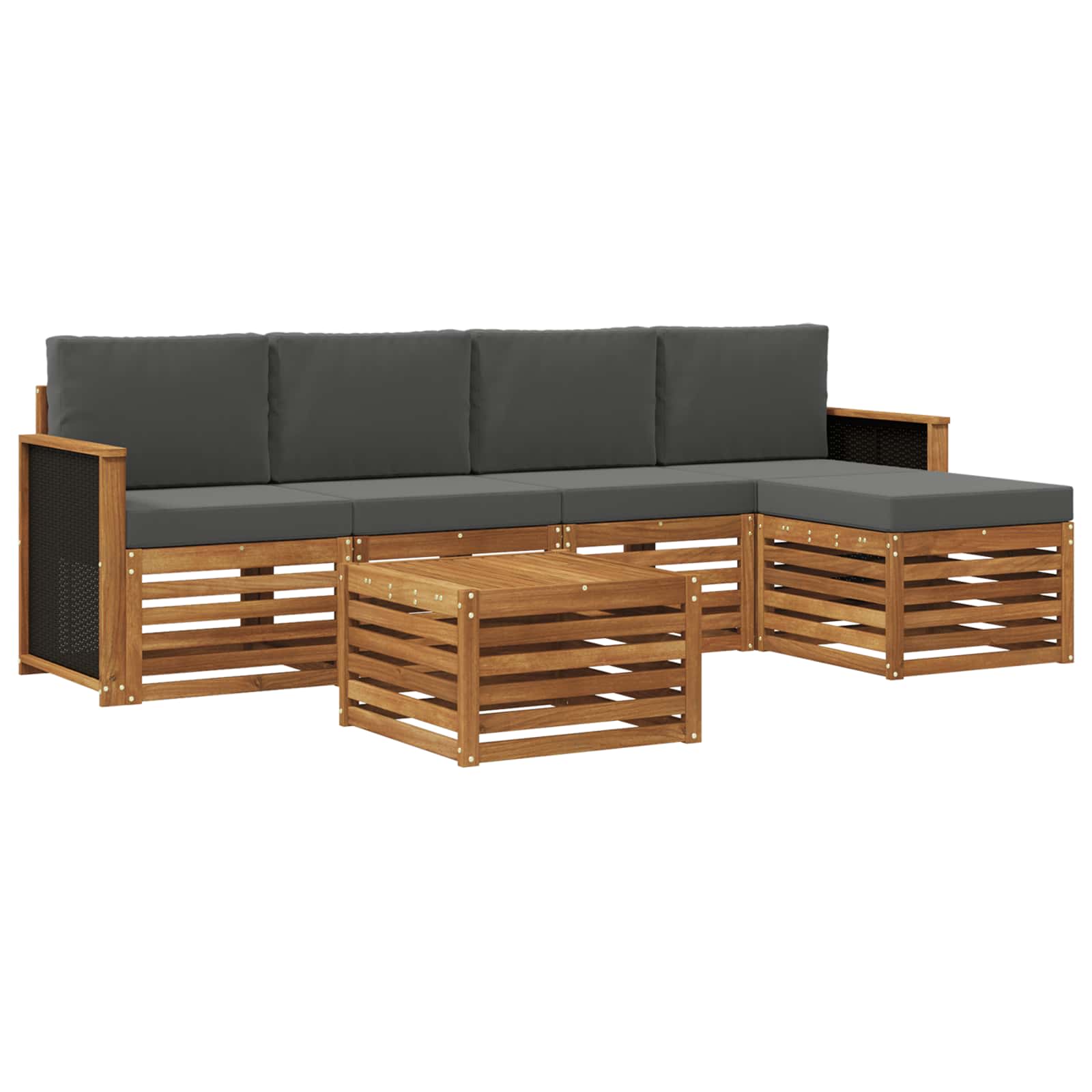 Outdoor-Sofagarnitur mit Kissen 6 pcs Natur und Anthrazit