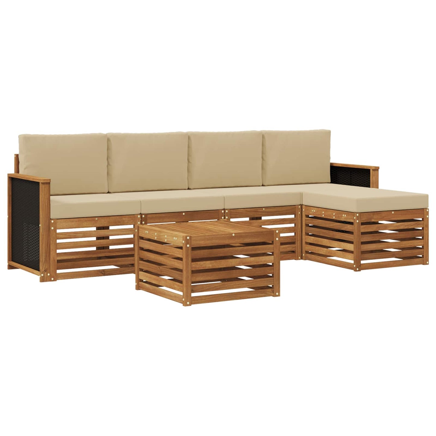Outdoor-Sofagarnitur 6 stk. Natur und Beige