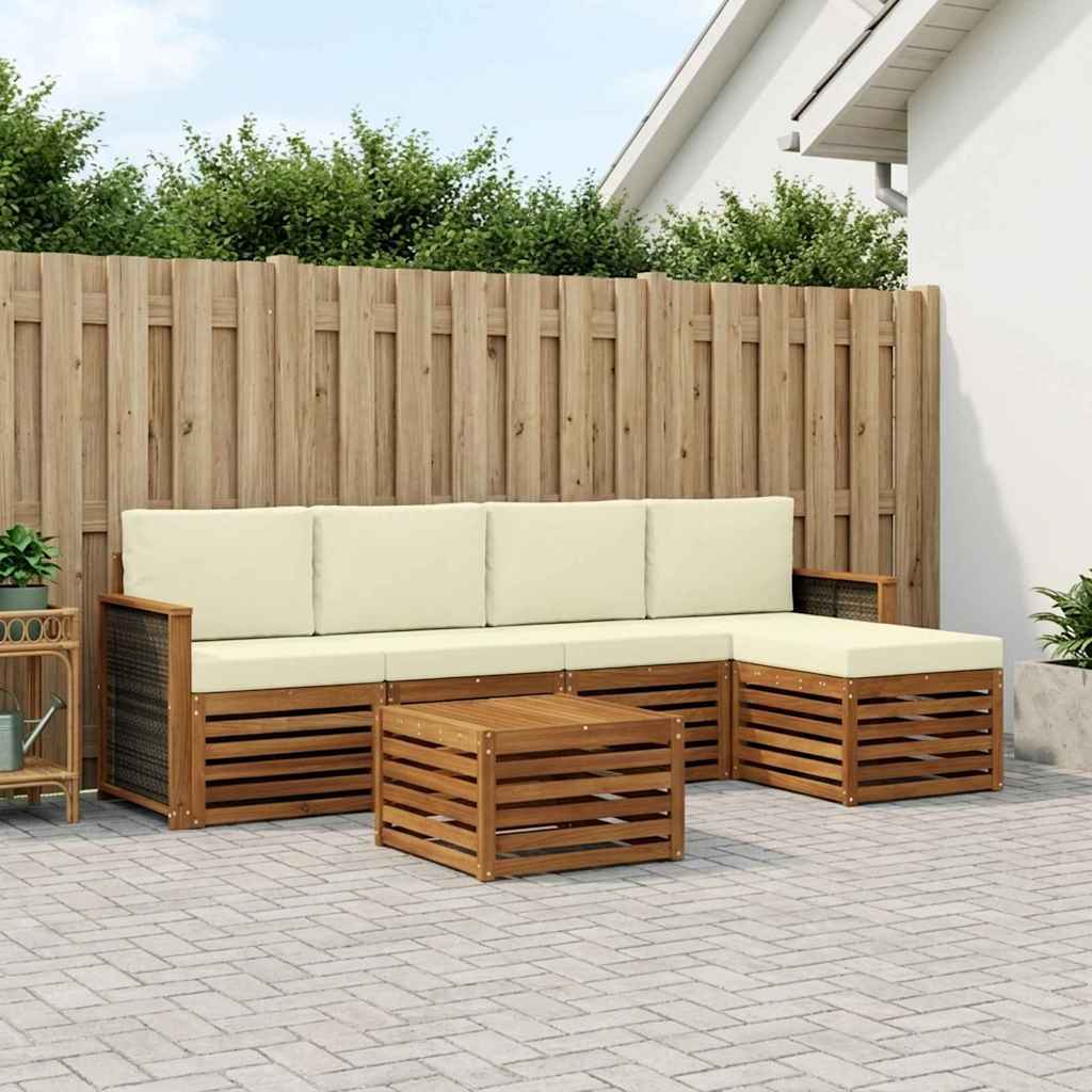Outdoor-Sofagarnitur mit Kissen 6 pcs Natur und Creme