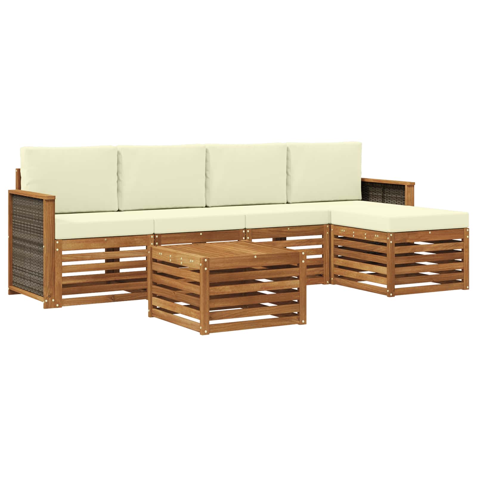 Outdoor-Sofagarnitur mit Kissen 6 pcs Natur und Creme