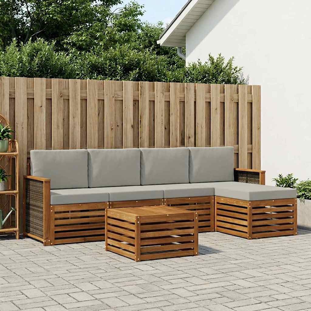 Outdoor-Sofagarnitur 6 stk. Natur und Hellgrau