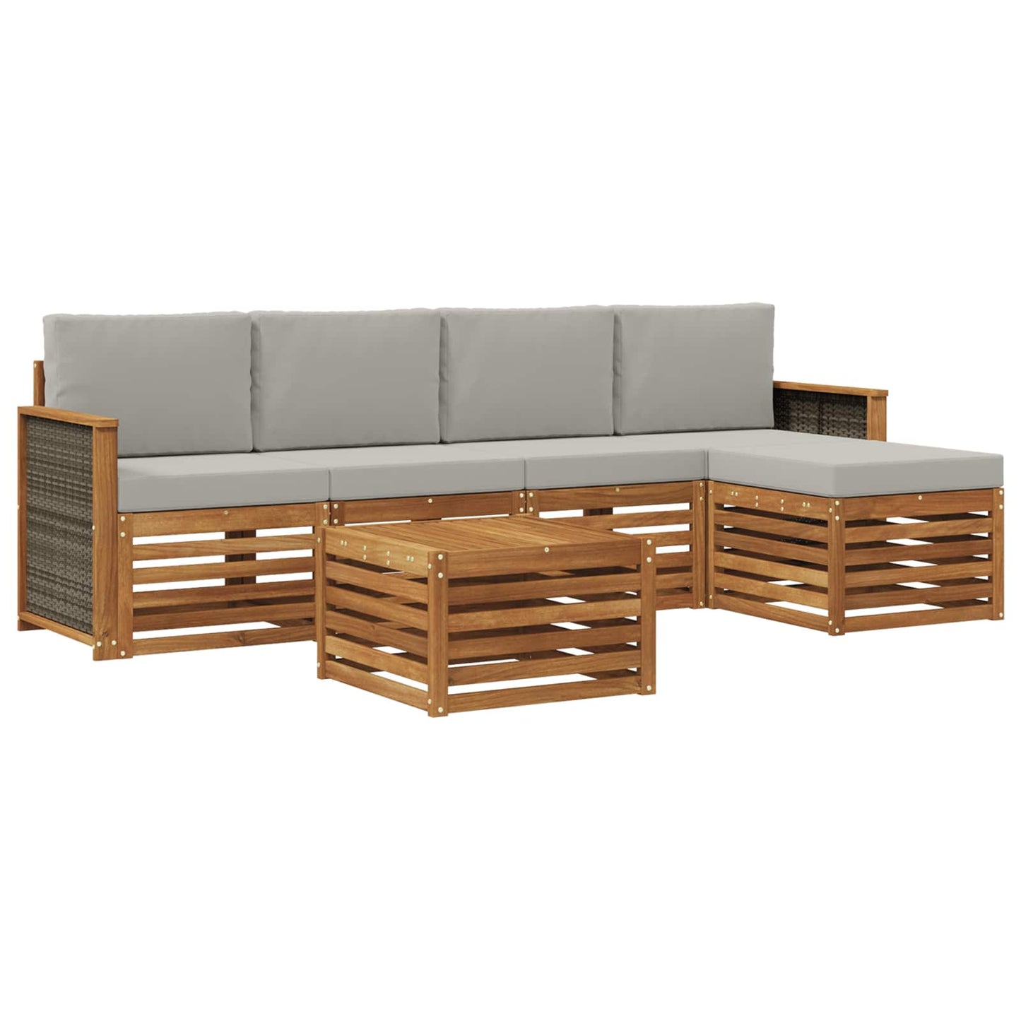 Outdoor-Sofagarnitur mit Kissen 6 pcs Natürlich und Hellgrau