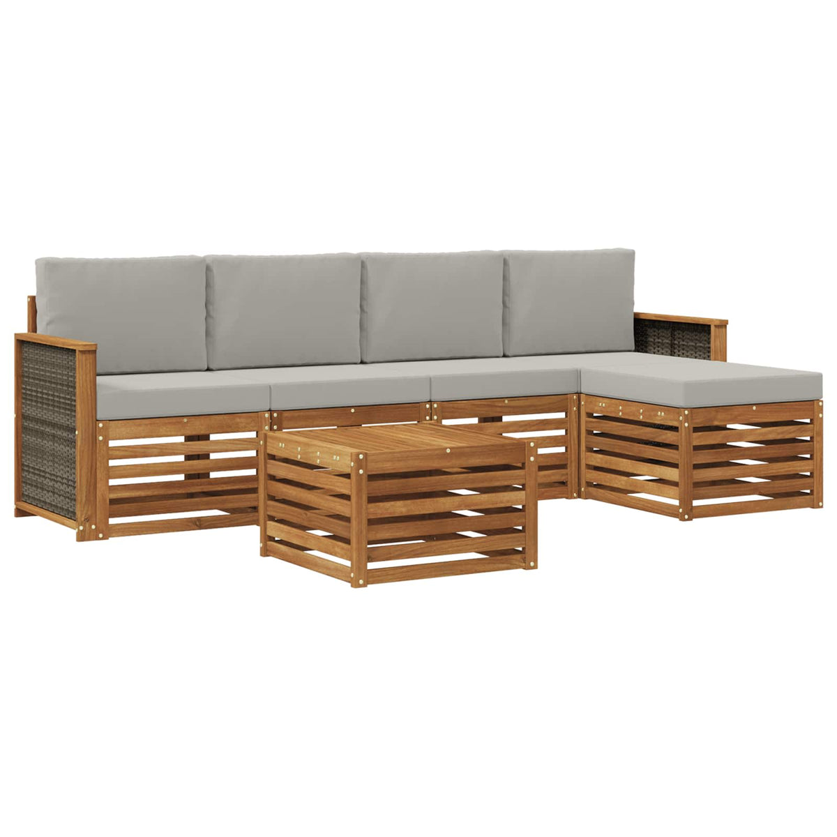Outdoor-Sofagarnitur 6 stk. Natur und Hellgrau