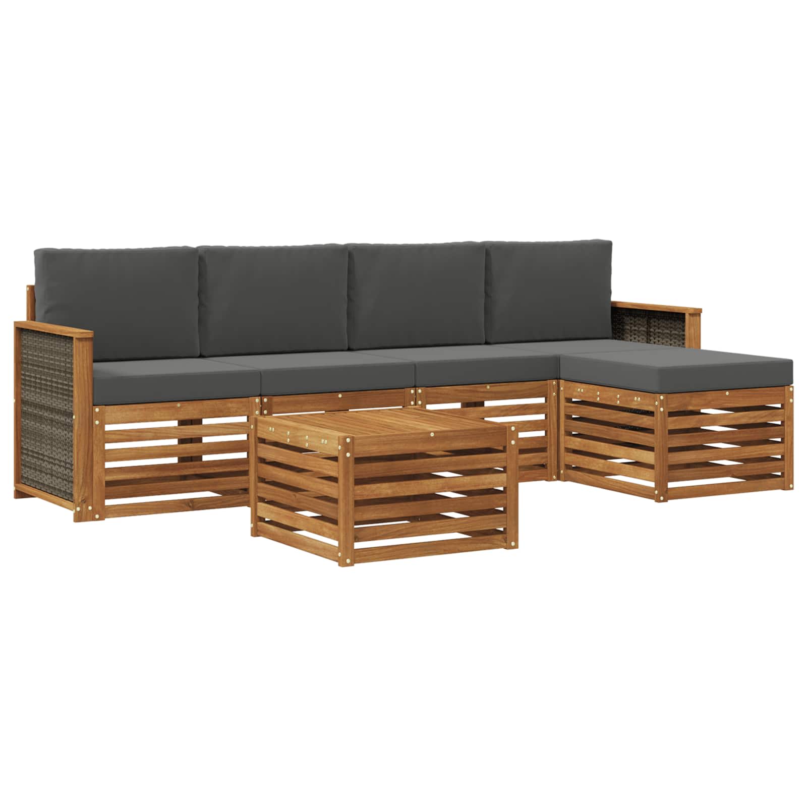 Outdoor-Sofagarnitur mit Kissen 6 pcs Natur und Anthrazit