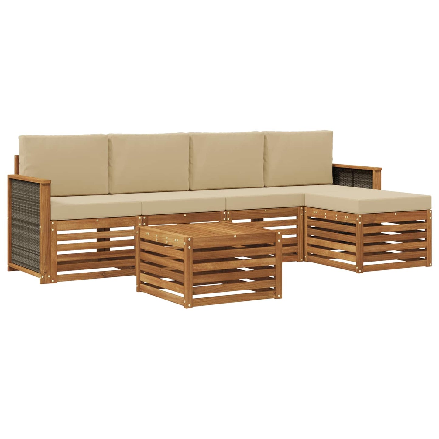Outdoor-Sofagarnitur 6 stk. Natur und Beige