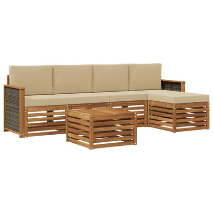 Outdoor-Sofagarnitur 6 stk. Natur und Beige