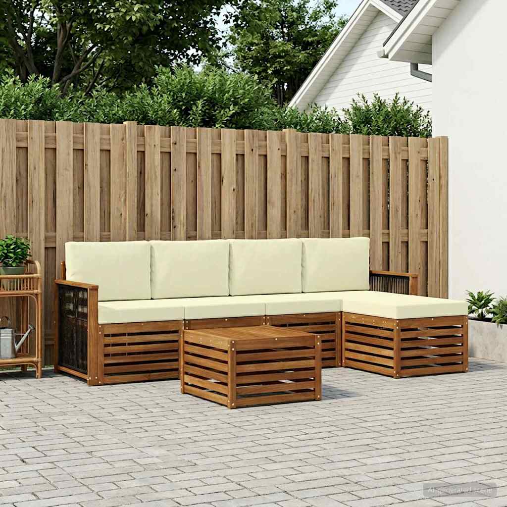 Outdoor-Sofagarnitur mit Kissen 6 pcs Natur und Creme