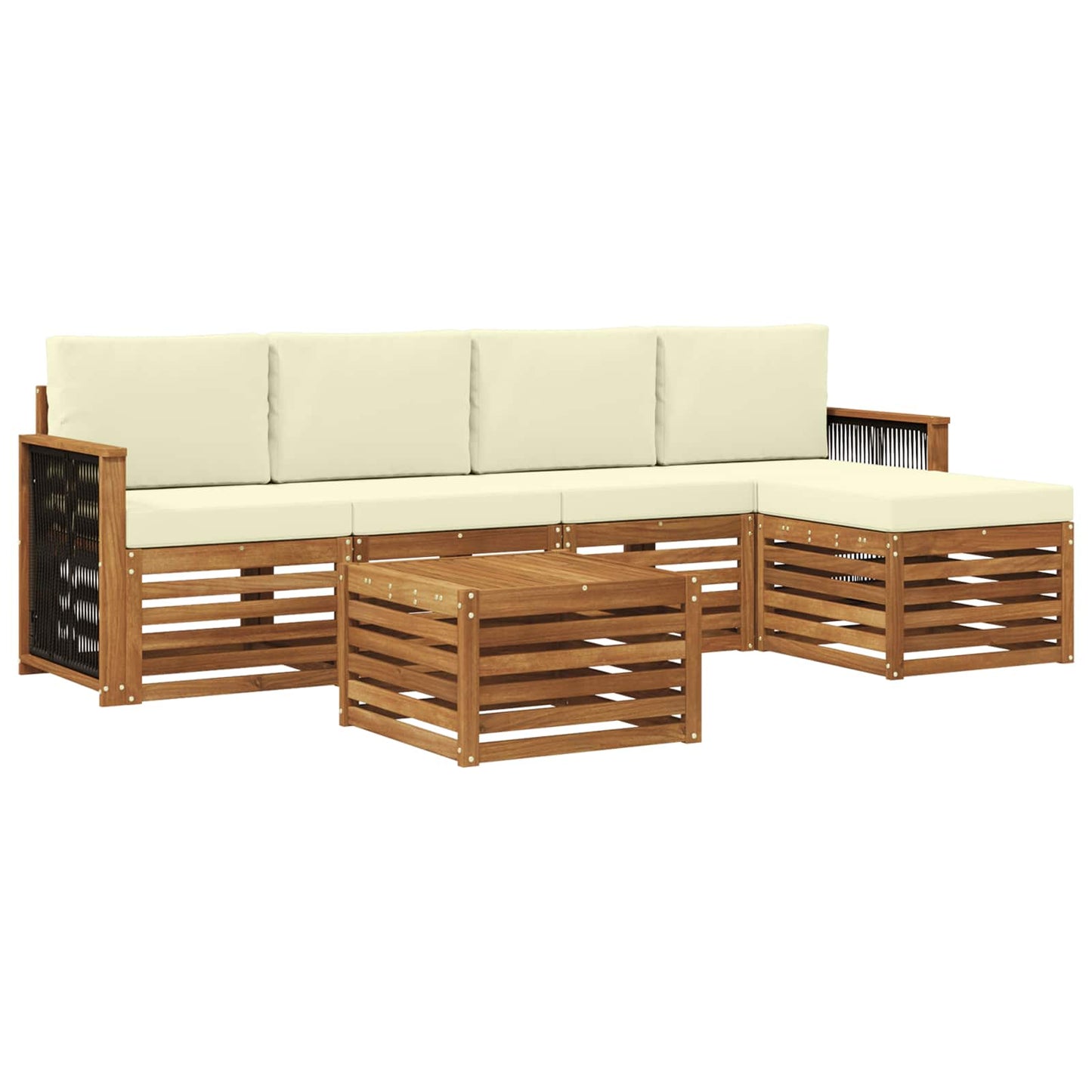 Outdoor-Sofagarnitur mit Kissen 6 pcs Natur und Creme