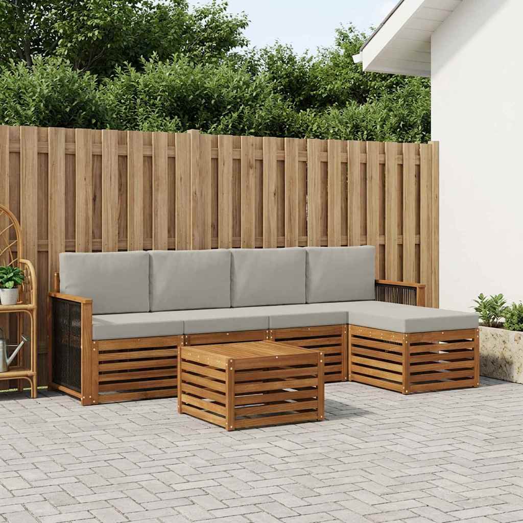 Outdoor-Sofagarnitur 6 stk. Natur und Hellgrau