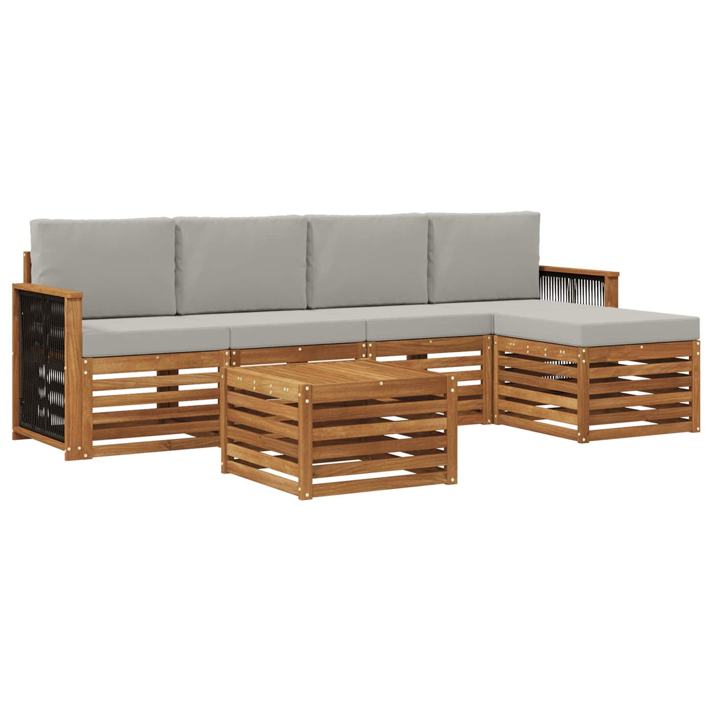 Outdoor-Sofagarnitur mit Kissen 6 pcs Natürlich und Hellgrau